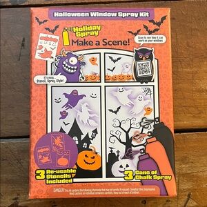 Halloween Window Spray Kit! With 3 reusable stencils and 3 cans of chalk spray!